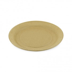 Papierový tanier plytký, hnedý Ø 23 cm, nepremastiteľný [100 ks] 48023