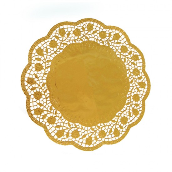 Dekoračné krajky okrúhle, zlaté Ø 32 cm [4 ks]  65463