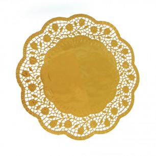 Dekoračné krajky okrúhle, zlaté Ø 36 cm [4 ks]  65466