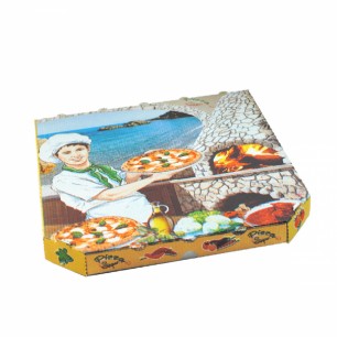 Krabica na pizzu z vlnitej lepenky 33 x 33 x 3 cm [100 ks] 72033