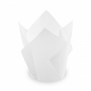 Cukrárenské košíčky TULIP biele Ø 5 x 8,5 cm (16 x 16 cm) [100 ks]  72616