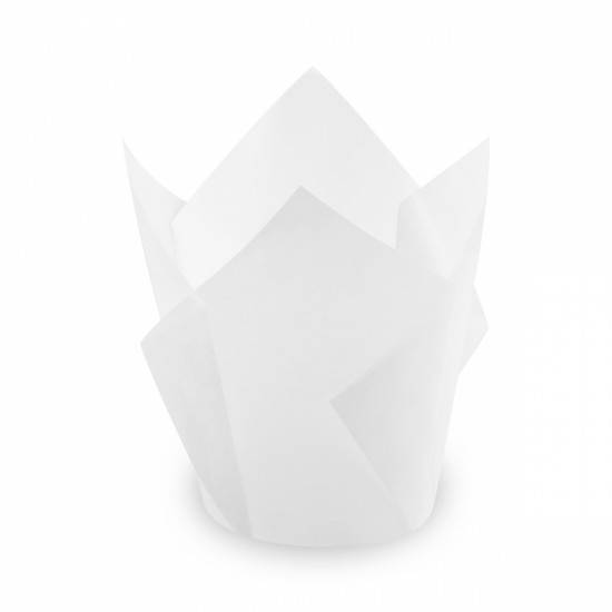 Cukrárenské košíčky TULIP biele Ø 5 x 8,5 cm (16 x 16 cm) [100 ks]  72616