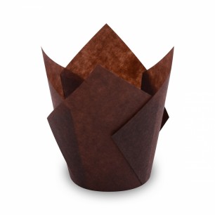 Cukrárenské košíčky TULIP hnedé Ø 5 x 8,5 cm (16 x 16 cm) [100 ks]  72716