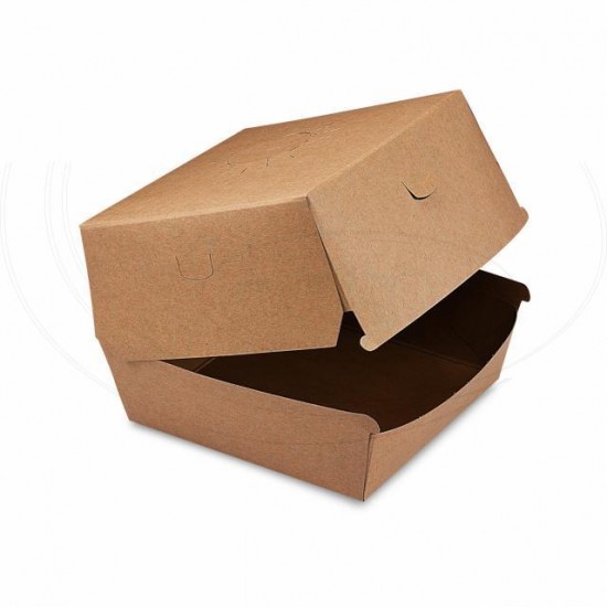 Box na hamburger hnedý 13,5 x 13,5 x 10 cm, nepremastiteľný [50 ks] 48507