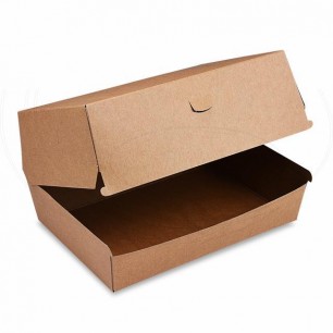 Box na hamburger PLUS, 19,5 x 13,5 x 10 cm, hnedý, nepremastiteľný [50 ks] 48508